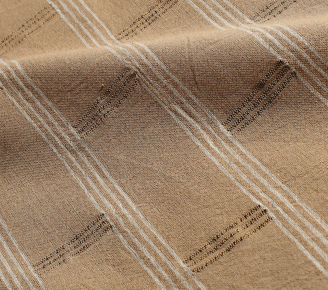 Brown Cotton Extra Weft Copper Jari