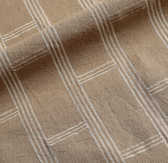 Brown Cotton Extra Weft Ecru